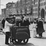 An ice cream seller on Gorky Street in 1936 (photograph by Emmanuil Evzerihn via Moscow House of Photography).