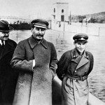The diminutive form of Nikolai Ezhov, head of the NKVD during the worst years of the terror, looks a little nervous beside Voroshilov, Molotov and Stalin. At the time the photograph was taken, Beria had replaced Ezhov in his NKVD role and Ezhov had been moved sideways to People's Commissar of Water Transportation. He was arrested soon afterwards.